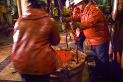 Drilling floor and rough necks. Hibernia offshore oil production platform on the Grand Banks of newfoundland 315km east of St. John's, Newfoundland.
Photo by Greg Locke (C) 2006 www.greglocke.com
Film scan