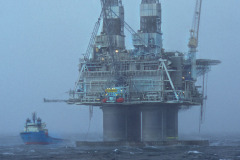 The Hibernia offshore oil production platform. 315km from St. John's on the Grand Banks of Newfoundland.
Photo by Greg Locke (C) 2006 www.greglocke.com
Film scan