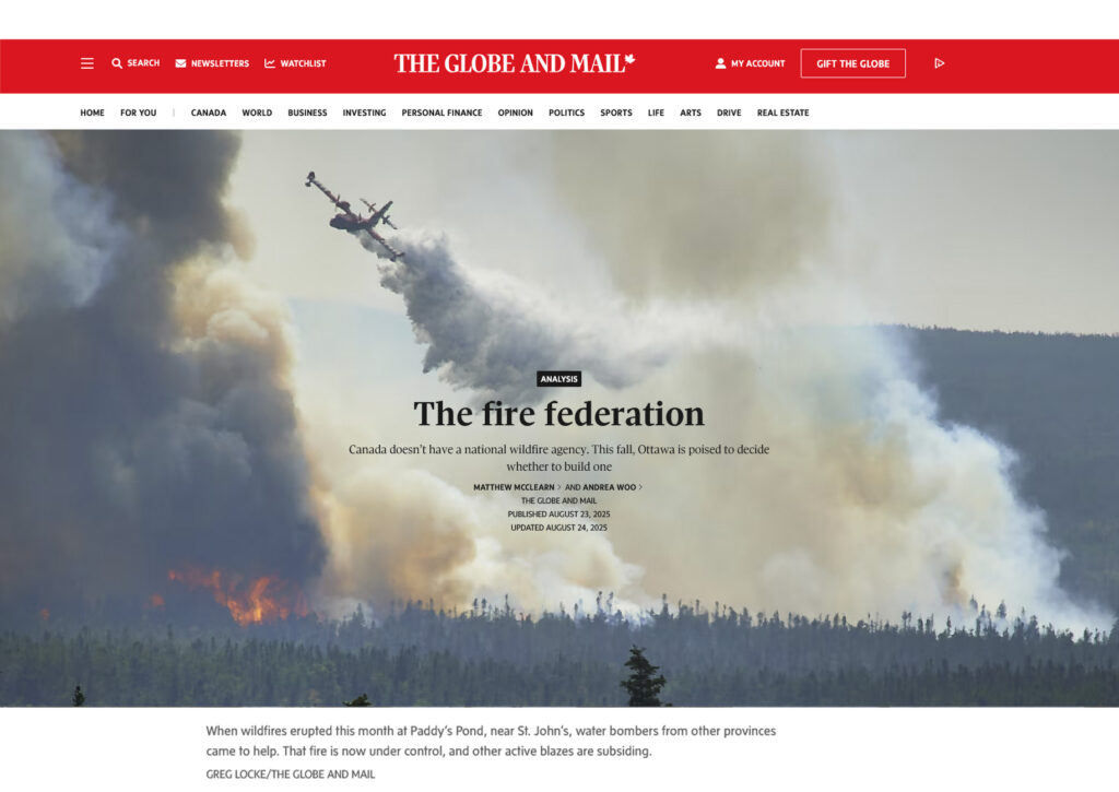 Wild fire in Newfoundland. Image from Globe and Mail by Greg Locke